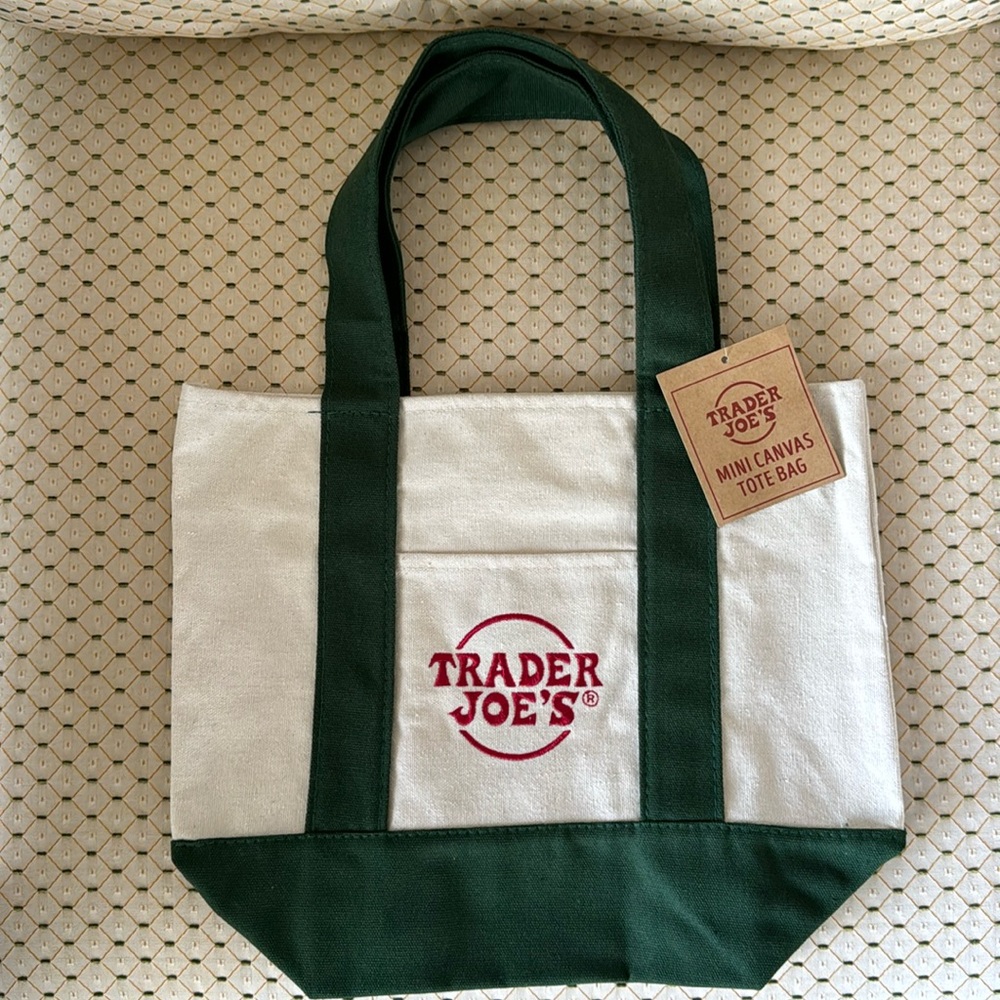 NWT Trader Joe’s Mini Canvas Tote Bag Green